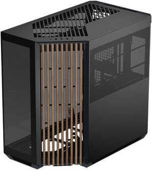  APNX V1 V1-W-BK-v1 ATX Mid Tower Glass Edition Computer Case, Up To 360mm Radiators, x10 Fan Slot, SGCC Body Material, Wood Front Panel, 0.8mm Steel Thickness, Black & Wood | APCM-VI01103.11