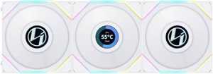 Lian Li Uni Fan TL 120 Reverse Blade Case Fan, 1.6" LCD, 120mm Fan Size, 1900 RPM Fan Speed, 54.3 CFM Airflow, PA66 / PBT Materials, FD Bearing, Triple Pack, W/ Controller, White | G99.12RTLLCD3W.00