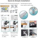 Skill Tech Dual Monitor Arm Stand Desk Mount Bracket with Height Adjustable Full Motion Double Arm Desktop Clamp Mount for 13"-32" LCD LED Screens VESA 75-100mm 1kg Up to 9kg | SH100-C024