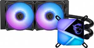 MSI Mag CoreLiquid C240 240mm ARGB CPU Cooler, 500 - 2000 RPM Fan Speed, 12V DC Rated Voltage, Two Ball Bearing, 78.73 CFM Airflow, 14.3 - 34.3 dBA Noise Level, 2 Fans, Black | 306-7ZW2R11-813