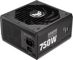 ASUS TUF Gaming 750W Fully Modular Power Supply, 80 PLUS Gold Efficiency, Active PFC, ATX12V Form Factor, Dual Ball Fan Bearings, Axial-Tech Fan Design, Black | 90YE00S3-B0NA00