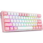 Redragon Fizz K617-RGB 60% Mechanical Keyboard, Red key Switch Pink/White
