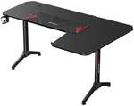 Gamax HY-R L-Shaped Gaming Table with Mousepad, Headphone Hook, Cup Holder, And Cable Management, 1.2mm Thick Steel, P2 Carbon Fiber Grain, 160x100x75cm Size | HY-R