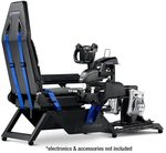 Next Level Racing Flight Simulator Boeing Commercial Edition, Dedicated Flight Cockpit, Wide Range of Adjustments, Faux Wool Seat Covering, Compatible with Flight Electronics, Black/Blue | NLR-S027