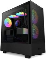NZXT H5 Flow RGB All Black, Mid Tower ATX Case, Up to 240mm Radiator Support, Tempered Glass Front Panel, Built-in RGB, Spacious Cable Management, Black | CC-H51FB-R1