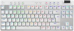 Logitech G Pro X TKL LIGHTSPEED Wireless Gaming Keyboard, Ultra-Portable Tenkeyless Design, Lightsync RGB Backlit, PBT Keycaps, Tactile Switches (GX Brown), BT/USB, US INTL Layout, White | 920-012148