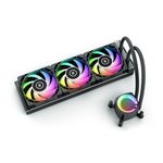 EK-Nucleus AIO CR360 Lux D-RGB Liquid CUP Cooler, 360mm Radiator, 120mm EK-Loop FPT Fans, 2300 RPM Fan Speed, 72 CFM Airflow, Rotatable Pump Top, ARGB Lighting, Black | 3831109851685