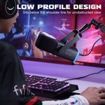 TAM8 AmpliGame XLR/USB Dynamic Microphone With BM88 LOW-PROFILE MICROPHONE ARM STAND for Podcast Recording, PC Computer Gaming with RGB Light, Mute Button, Headphones Jack