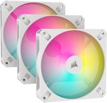 CORSAIR iCUE AR120 Digital RGB 120mm PWM Fan, Up to 1850 PM Speed, Up to 59 CFM Airflow, Low Noise, High Performance, 3-pin ARGB Adapter, PWM Control, White - Triple Pack | CO-9050169-WW