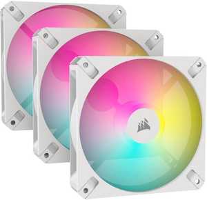 CORSAIR iCUE AR120 Digital RGB 120mm PWM Fan, Up to 1850 PM Speed, Up to 59 CFM Airflow, Low Noise, High Performance, 3-pin ARGB Adapter, PWM Control, White - Triple Pack | CO-9050169-WW