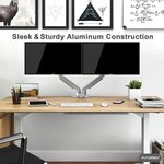 Skill Tech Dual Monitor Arm Stand Desk Mount Bracket with Height Adjustable Full Motion Double Arm Desktop Clamp Mount for 13"-32" LCD LED Screens VESA 75-100mm 1kg Up to 9kg | SH100-C024