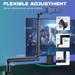 TAM8 AmpliGame XLR/USB Dynamic Microphone With BM88 LOW-PROFILE MICROPHONE ARM STAND for Podcast Recording, PC Computer Gaming with RGB Light, Mute Button, Headphones Jack