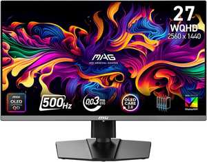 MSI MAG 272QP QD-OLED X50 Gaming Monitor, 27" QD-OLED Display, WQHD Resolution, 500Hz Refresh Rate, 0.03ms (GtG) Response Time, AMD FreeSync Premium Pro, Black | 9S6-3CD79A-032