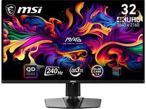 MSI MAG 321UPX Gaming Monitor, 32" 4K UHD QD-OLED Display, 240Hz Refresh Rate, 0.03ms (GtG) Response Time, AdaptiveSync Technology, 1.07b Color Display, Black | 9S6-3DD39T-008