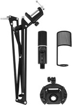 Streamplify Mic Arm RGB Microphone With Mounting Arm, 2 Audio Playback Modes, Quick Mute Functions, RGB Lighting, Pop Filter, Cardioid Pickup Pattern, Plug & Play, Black | MIC-48-RGB-MA-BK