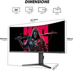 Koorui 34E6UC 34" VA WQHD Curved Gaming Monitor, 165Hz Refresh Rate, 21:9 Aspect Ratio, 1ms Refresh Rate, FreeSync/G-Sync Technology, VESA Compatible, DP1.2/DP1.4, Black | 34E6UC