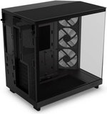 NZXT H6 Flow RGB Compact Dual-Chamber Airflow Mid-Tower ATX Case, Panoramic Glass Panels, Up to 360 mm Radiator & 3x 120mm RGB Fans, Cable Mgt, USB-C 3.2 / USB-A 3.2, Black | CC-H61FB-R1