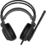  MSI DS502 Enhanced Virtual 7.1 Gaming Headset, Large 40mm Drivers, Closed Ear Cup Design, Vibration System, LED Lighting, Adjustable Microphone, Self-Adjusting Headband, Black - Red 