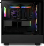 NZXT H5 Flow RGB All Black, Mid Tower ATX Case, Up to 240mm Radiator Support, Tempered Glass Front Panel, Built-in RGB, Spacious Cable Management, Black | CC-H51FB-R1