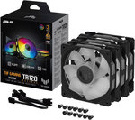 ASUS TUF Gaming TR120 ARGB Reverse Blade Fan, 120mm Fans, 2000 RPM Fan Speed, 76.3 CFM Fan Airflow, Hydraulic Bearing Type, AURA Sync, Triple Pack, Black | 90DA00D0-B09020