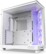 NZXT H6 Flow RGB Compact Dual-Chamber Airflow Mid-Tower ATX Case, Panoramic Glass Panels, Up to 360 mm Radiator & 3x 120mm RGB Fans, Cable Mgt, USB-C 3.2 / USB-A 3.2, White | CC-H61FW-R1