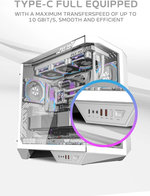 DarkFlash DY470 ATX Computer Case, 7x Pre-Installed aRGB Fans, 360mm Radiators, Up to 10x 120mm Fan Support, Cable Management Panel, 330Â° Immersive Panoramic View, 3 Glass Panels, Ice White | DY470