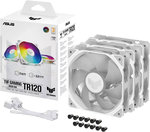 ASUS TUF Gaming TR120 ARGB Reverse Blade Fan. 120mm Fans, Up to 2000 rpm Fan Speed, 77.4 CFM Airflow, Aura Sync Compatiblity, PWM Control, Tripple Pack, White | 90DA00D3-B09020