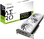 GIGABYTE GeForce RTX 4060 AERO OC Graphics Card, 8GB GDDR6 128 bit Memory, 2550 MHz Core Clock, 17Gbps Memory Speed, 3072 CUDA Cores, PCI-E 4.0, DP.4a*2 / HDMI 2.1a*2, White | GV-N4060AERO OC-8GD