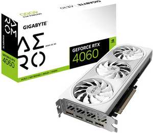GIGABYTE GeForce RTX 4060 AERO OC Graphics Card, 8GB GDDR6 128 bit Memory, 2550 MHz Core Clock, 17Gbps Memory Speed, 3072 CUDA Cores, PCI-E 4.0, DP.4a*2 / HDMI 2.1a*2, White | GV-N4060AERO OC-8GD