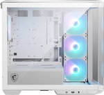 MSI MAG PANO M100R PZ Micro ATX Gaming Case, 270Â° Pano Temp Glass Panel, 4* aRGB Fans & Up to 360mm AIO, 1x 2.5"/3.5 Drive Bay, Support Back-Connect Motherboard, USB-/ USB-A, White | 306-7G24W21-809