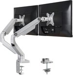 Skill Tech Dual Monitor Arm Stand Desk Mount Bracket with Height Adjustable Full Motion Double Arm Desktop Clamp Mount for 13"-32" LCD LED Screens VESA 75-100mm 1kg Up to 9kg | SH100-C024