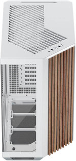 APNX V1 V1-W-WT-v1 ATX Mid Tower Glass Edition Computer Case, Up To 360mm Radiators, x10 Fan Slot, SGCC Body Material, Wood Front Panel, 0.8mm Steel Thickness, White & Wood | APCM-VI01103.21