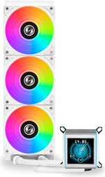 Lian Li Galahad II LCD 360 AIO RGB CPU Liquid Cooler, 2.88â€ IPS LCD Screen, Asetek 8th Gen 3600 RPM Pump, 120mm FDB Fans, Up to 2450 RPM Fan Speed, 79.9 CFM Airflow, White | G89.GA2ALCD36W.00