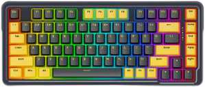 Redragon Elf K649Y-RGB 65% Mechanical Keyboard, Custom Gold-Melt Switch, Hot-Swappable Socket, Wired Connectivity, Detachable Type-C Cable, TPR Gasket Design, English Layout, Black/Yellow | K649Y-RGB