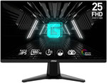 MSI G255F Gaming Monitor 24 5" FHD Rapid IPS Display 180Hz Refresh Rate 1ms (GtG) Response Time AdaptiveSync Technology Wide Color Gamut True Color Edge-to-Edge Design Black G255F