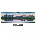 Philips 49-Inch Monitor, 499P9H1, Curved Dual QHD with VA panel, DisplayPort/HDMI/USB-C connectivity, 5W built in speakers and 2MP FHD built-in Windows Hello webcam, height adjustable Black