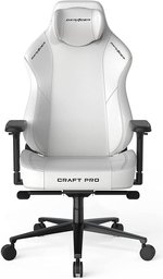DXRacer Craft Pro Classic Gaming Chair, Alumnum Base, High-Density Memory Foam, Adjustable Memory/Recline, 4D Armrests, Multi-fun Tilt, 2.36" Caster, Class 4 Hydraulics, White | CRA-PR001-W-H1