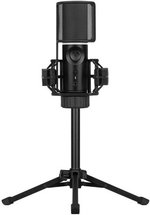 Streamplify Mic Tripod RGB Microphone With Tripod, 2 Audio Playback Modes, Quick Mute Functions, RGB Lighting, Pop Filter, Cardioid Pickup Pattern, Plug & Play, Black | MIC-48-RGB-TP-BK