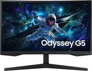Samsung Odyssey G5 G55C Curved Monitor, 32" QHD VA Display, 165Hz Refresh Rate, 1ms (MPRT) Response Time, 1000R Curvature, AMD FreeSync Technology, Black | LS32CG552EMXUE