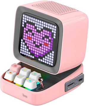 Divoom Ditoo Programmable Bluetooth Mini Speaker, Customizable Pixel Art LED, DIY Design With Wireless App Control, Mechanical Keyboard, Pink | 756429