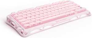 GravaStar Mercury K1 75% Pink Wireless Keyboard, Aluminum Alloy Exoskeleton Design Mechanical Gaming Keyboard, Gasket Hot-Swap Socket, Linear Switches, RGB