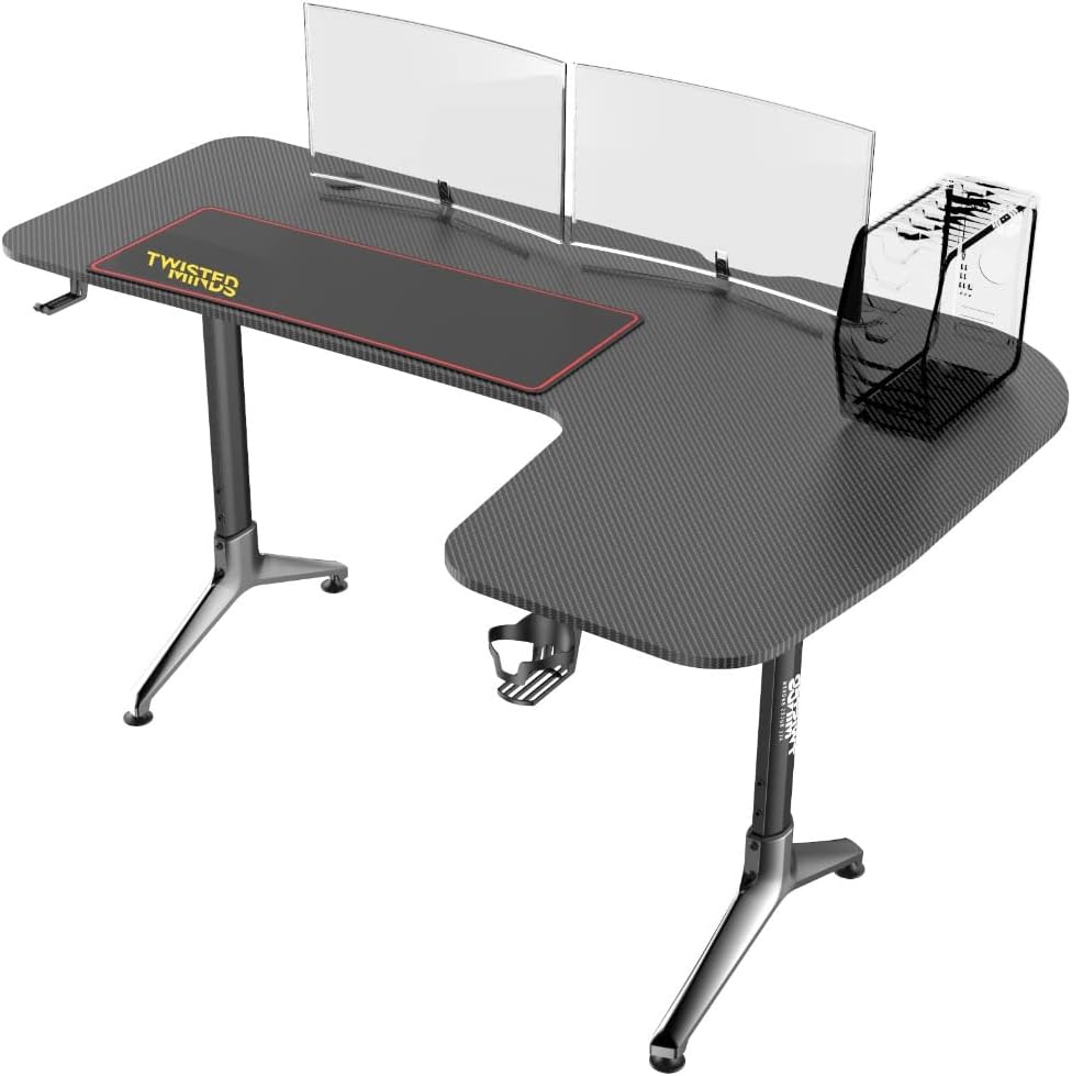  Twisted Minds L-Shaped Right Gaming Desk with Y-Shaped Legs, (Electronic Games)