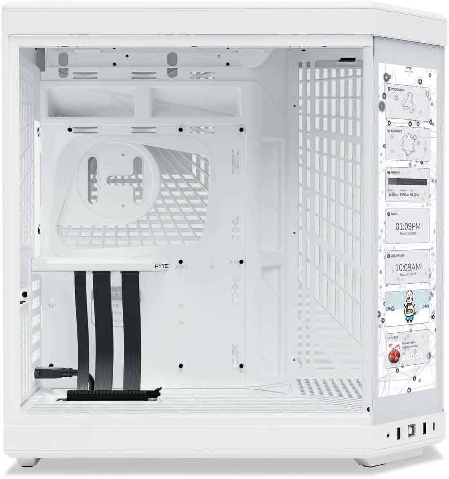  HYTE Y70 Touch Dual Chamber Mid-Tower ATX Computer Case, 14.1â€ 1100 x 3840 (4K) Capacitive Touchscreen, Up to 10 Fans & 360mm Radiator Support, 2x 3.5" HDD/4x 2.5" SSD, White | CS-HYTE-Y70-WW-L