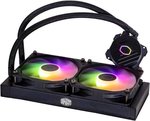 Cooler Master MasterLiquid 240L Core aRGB CPU Liquid Cooler, 240mm Radiator Size, 2x Fans, 1750 RPM Fan Speed, 71.93 CFM Fan Airflow, New Gen S Dual Chamber Pump, Black | MLW-D24M-A18PZ-R1