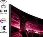 Koorui 27E6QC 27" VA QHD Curved Gaming Monitor, 144Hz Refresh Rate, 1800R Curved, 1ms Response Time, FreeSync/G-Sync Technology, 85% DCI-P3 Color Gamut, DP1.2/HDMI*2, Black | 27E6QC