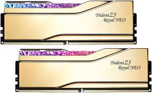 G.SKILL Trident Z5 Royal Neo 32GB (2x16GB) DDR5 Dual Channel Desktop Memory, 8000 MT/s Memory Speed, CL38-48-48-128 CAS Latency, 1.45 Voltage, AMD EXPO Ready, Gold | F5-8000J3848H16GX2-TR5NG