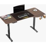 Twisted Minds T Shaped Electric Gaming Desk, Height Adjustable - Right, Headphone hook & Cup Holder, Carbon fiber texture table-top 80cm*2pcs | TM-T-9085-R