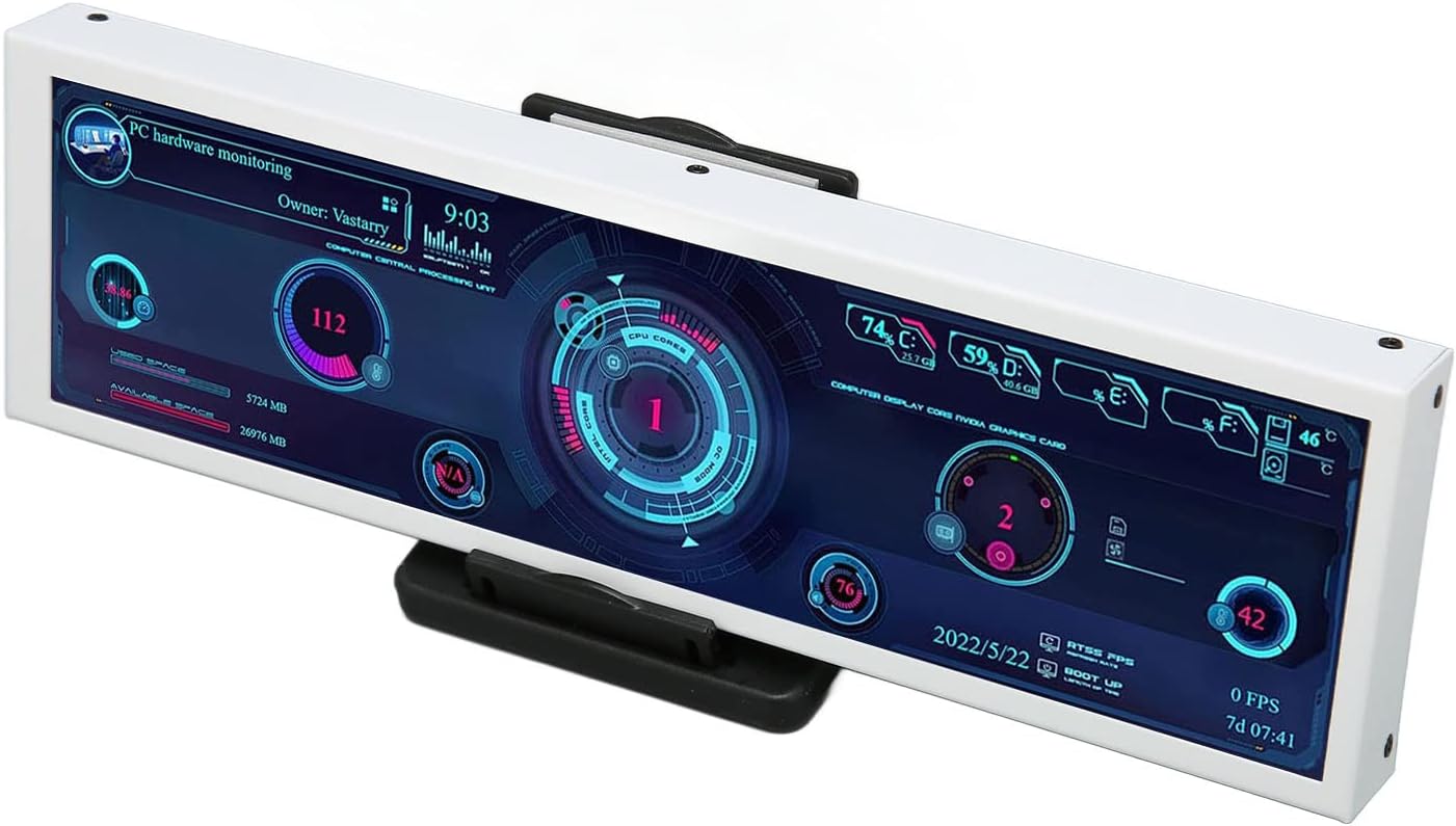  8.8Inch Display Computer Temp Monitor, CPU Hardware External Expansion Display High Resolution Screen Data Monitor for Computer Case PC, PC Sensor Panel...