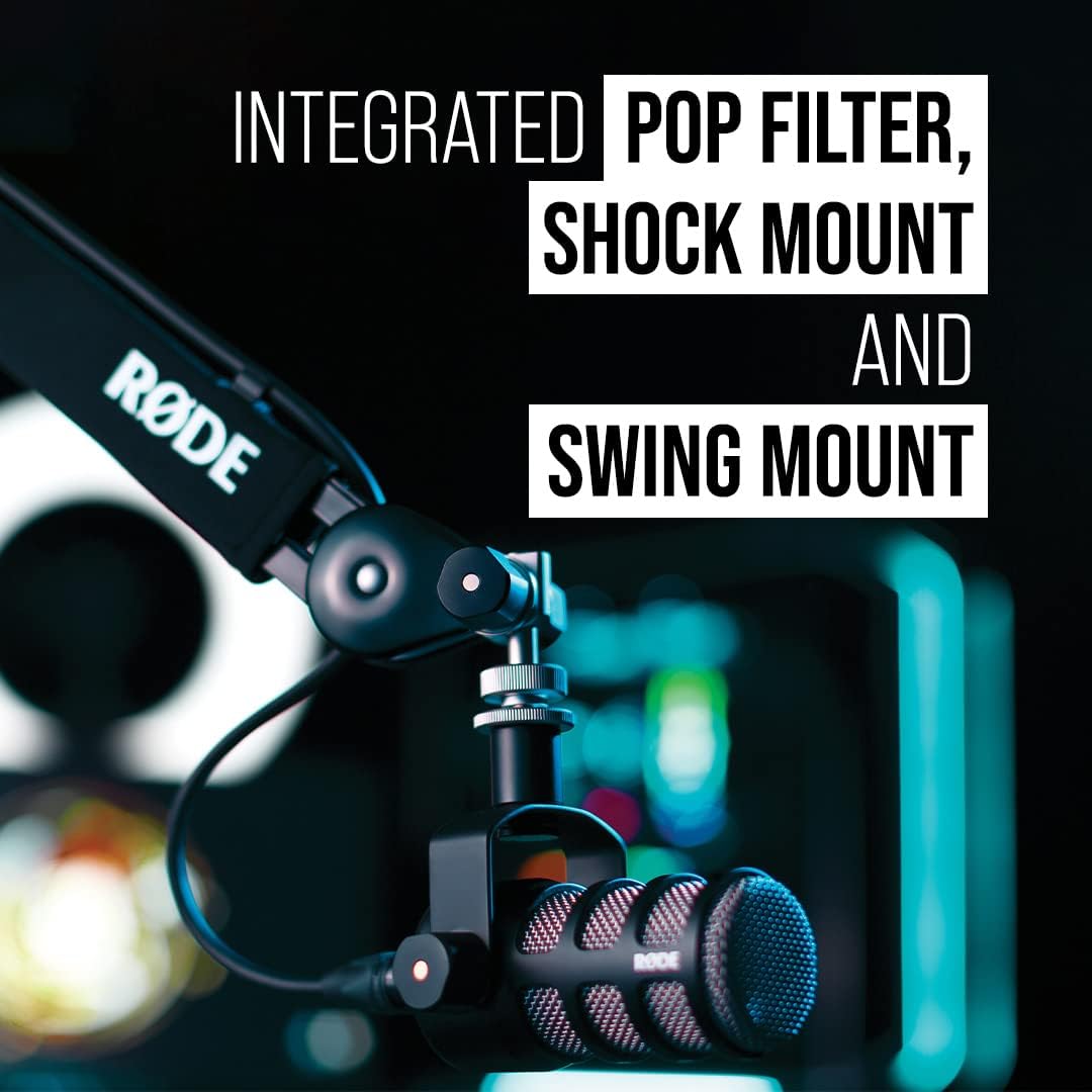  RÃ˜DE PodMic Broadcast-quality Dynamic Microphone with Integrated Swing Mount for Podcasting, Streaming, Gaming, and Voice Recording (Black