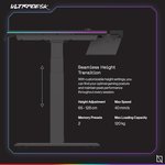  Navodesk APEX ULTRADESK, Electric Standing Desk with RGB Lighting and Cable Mangement, Premium Computer Gaming Desk (Black, 150 x 81 CM)